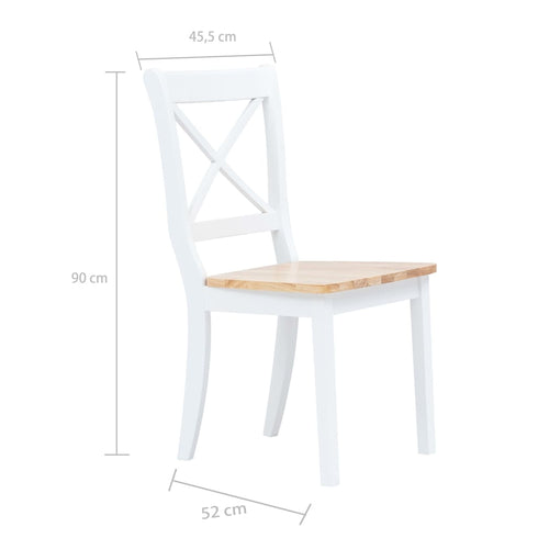 Maison Madeleine -  5 Piece Dining Set Solid Rubber Wood White and Brown